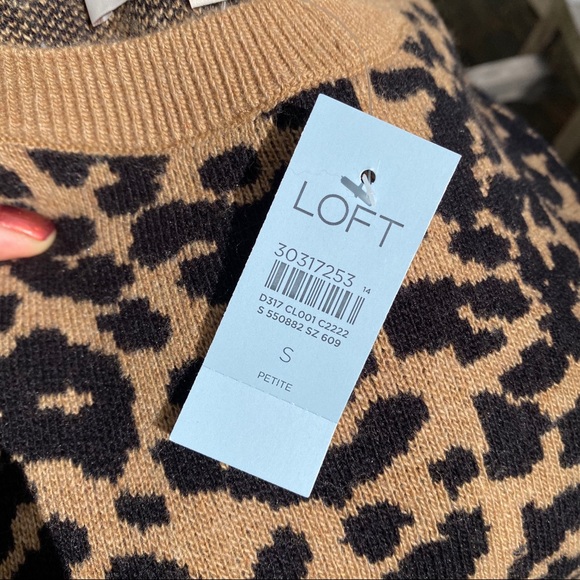 🐆 LOFT ANIMAL PRINT PUFF SLEEVE KNIT DRESS! - Picture 7 of 10